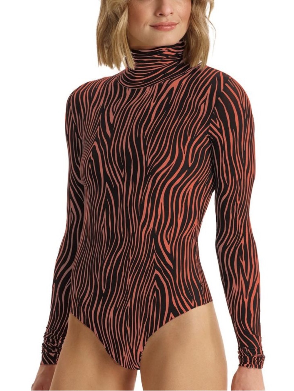 NWT COMMANDO Classic Zebra Printed Turtleneck Bodysuit 
Size Medium